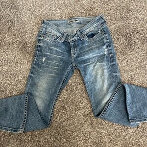 BKE Distressed Blue Straight Leg Jeans